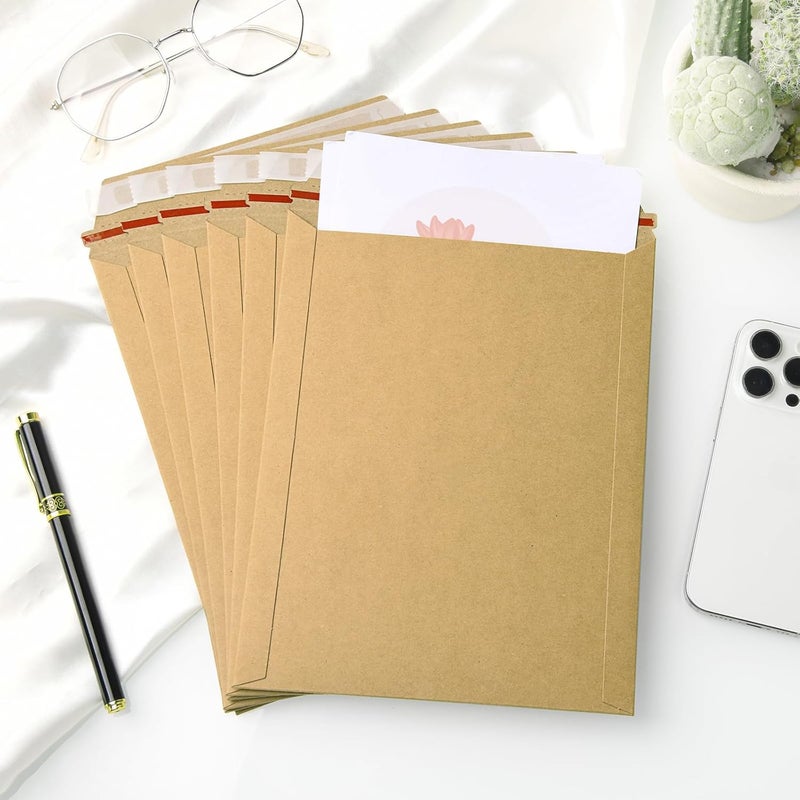 zmybcpack 50 Pack 7x9 inch Kraft Rigid Mailer Self Seal Photo Document Mailers, Stay Flat Kraft Cardboard Envelopes Photography Mailers for CD, Photos, Document - Image 3